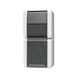 Jung 876 W Enchufe de Pared Blanco con Interruptor de Cambio, 2 Tomas, 250 V, 16 A - Dimensiones 75 x 58 x 151 mm