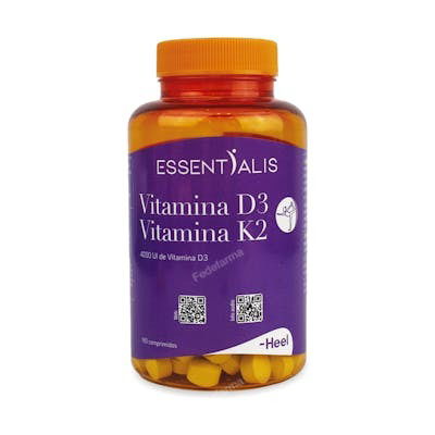 Essentialis Vitamina D3 Vitamina K2 180 Comp. para Huesos y Sistema Inmune. Contribuye al Normal Funcionamiento Muscular Essentialis Vitamina D3 Vitamina K2 180 Comp. para Huesos y Sistema Inmune. Contribuye al Normal Funcionamiento Muscular