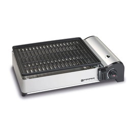 Kemper Barbacoa Portátil de Gas Butano para Camping, Parrilla de Aluminio Antiadherente 27x34 cm con Encendido Piezoeléctrico y Saco Transporte, 1.9 kW