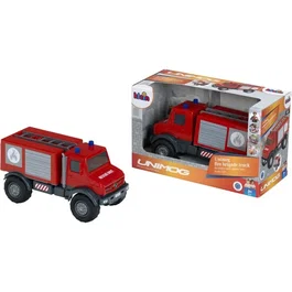 KLEIN KLE4009847038005 - Camión de Bomberos Todoterreno Mercedes Unimog 3600 con Portón Abatible - Ruedas Blandas - Escala 1:24 - Juguete para +3 Años
