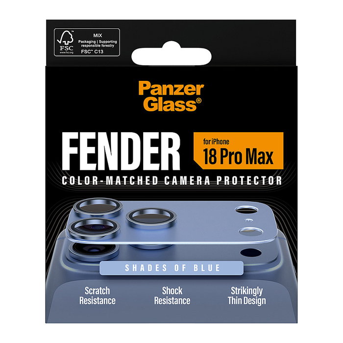 PanzerGlass Fender iP 18 Pro Max Shades of Blue Kameraschutz Proteccion de Cámara