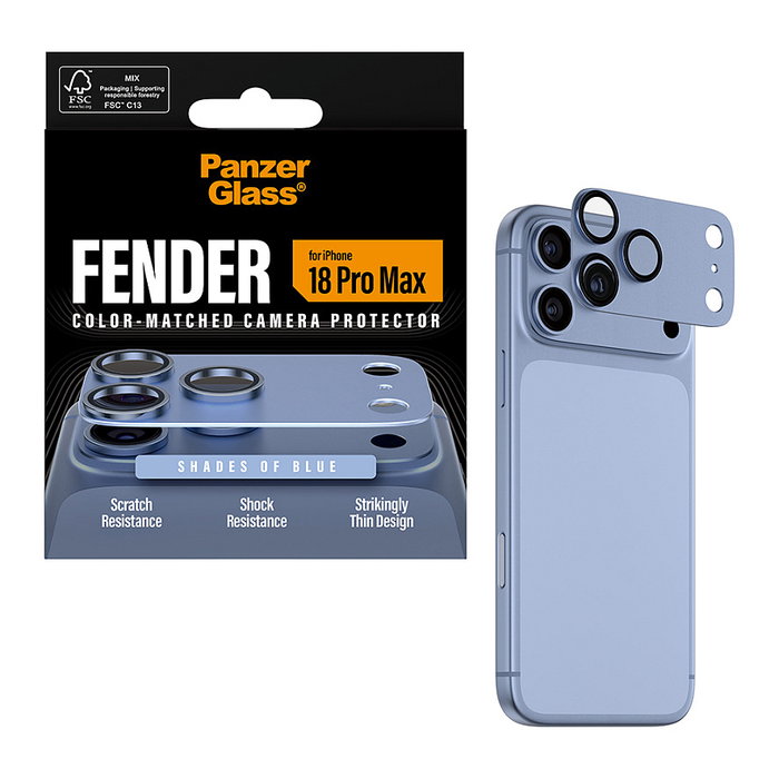 PanzerGlass Fender iP 18 Pro Max Shades of Blue Kameraschutz Proteccion de Cámara
