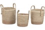 DKD Home Decor Set de 3 Cestas de Fibra Natural