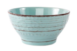 DKD Home Decor Bol de Gres con Relieve Azul, 580 ml