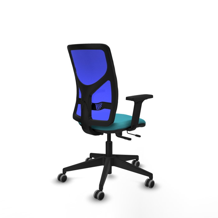 PIQUERAS Y CRESPO Silla de oficina Motilla con mecanismo Sincro/Traslack, Tela Turquesa y Malla Azul PIQUERAS Y CRESPO Silla de oficina Motilla con mecanismo Sincro/Traslack, Tela Turquesa y Malla Azul