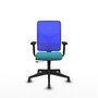 PIQUERAS Y CRESPO Silla de oficina Motilla con mecanismo Sincro/Traslack, Tela Turquesa y Malla Azul