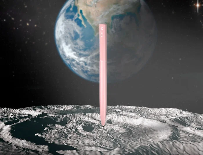 Belius Rocket B Bolígrafo Minimalista Rosa, Tinta Azul, Punta 0,8 mm, Caja Cilíndrica