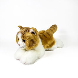 Deqube Peluche Gato Marron Y Blanco Tumbado 25Cm 939D00299 Bocalan