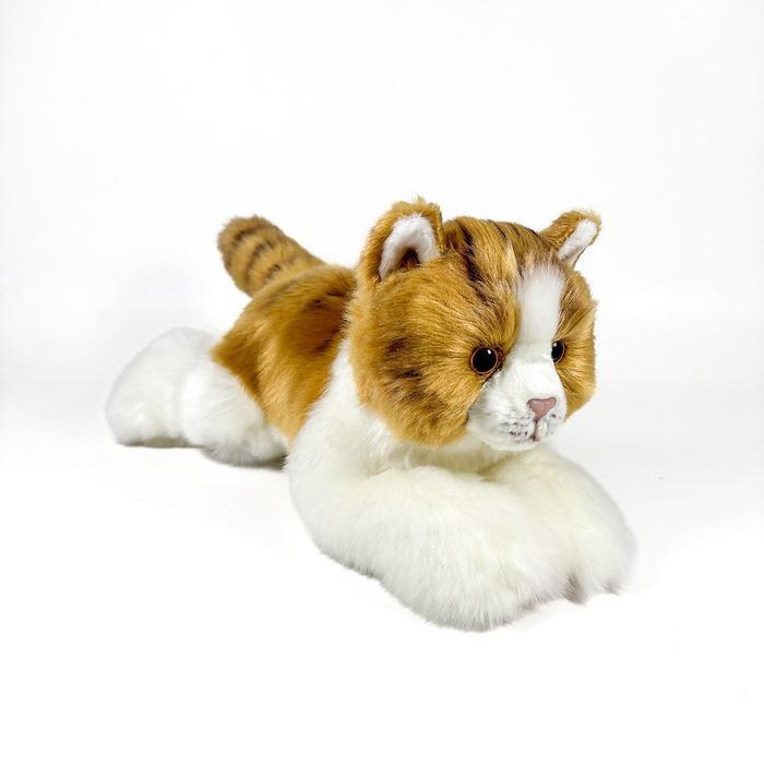 Deqube Peluche Gato Marron Y Blanco Tumbado 25Cm 939D00299 Bocalan