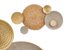 Giftdecor Mural Metal Bambú 88.9x50x7 cm Gris Marrón (Set de 2)