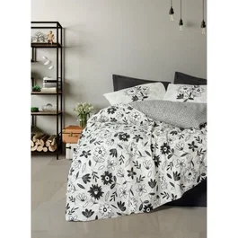 Juego de Cama 220x240 cm Negro con 2 Fundas de Almohada 60x60 cm 100% Algodón - ASI8684283425440