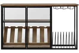 DKD Home Decor Botellero Natural Negro Metal Cristal Madera 32 x 60 x 102 cm