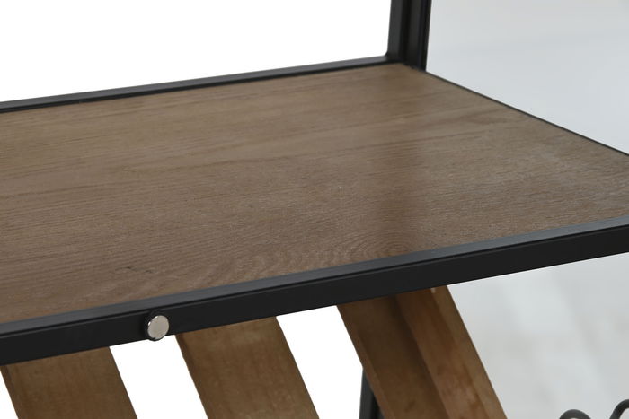 DKD Home Decor Botellero Natural Negro Metal Cristal Madera 32 x 60 x 102 cm