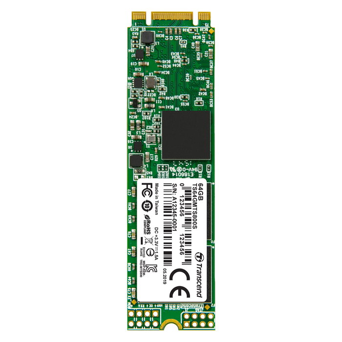 Transcend MTS800 SSD 64GB M.2 2280 SATA III, MLC, Lectura 520MB/s, Escritura 100MB/s, 6Gbit/s, con función DevSleep y TRIM