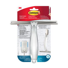 3M Command Limpiamamparas con Gancho, Acero Inoxidable Níquel Satinado, 1 Unidad + 2 Tiras