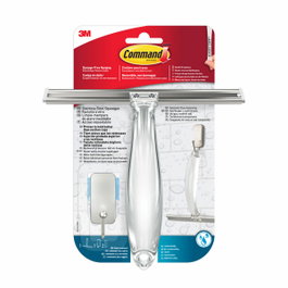3M Command Limpiamamparas con Gancho de Acero Inoxidable, Níquel Satinado, 1 ud + 2 tiras