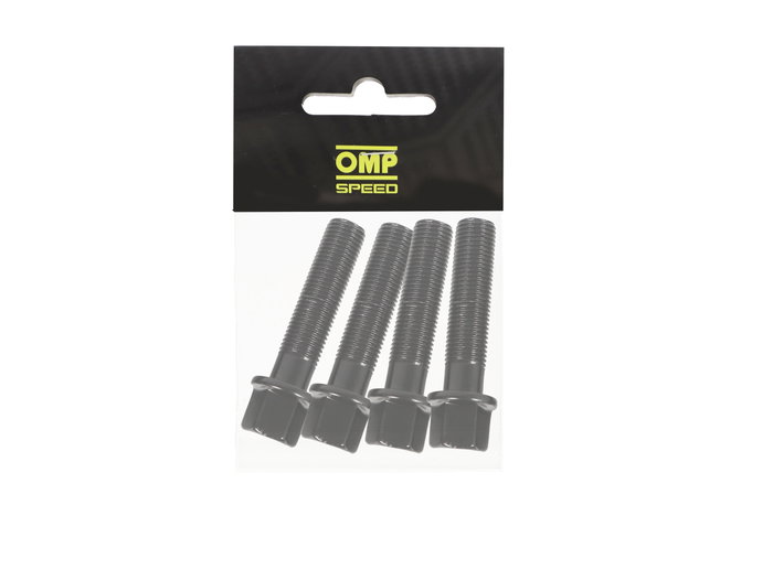 OMP Juego de 4 Tornillos M14X1.5 Plano Largo 48mm Llave 17 Negro DIN 10.9 OMP Juego de 4 Tornillos M14X1.5 Plano Largo 48mm Llave 17 Negro DIN 10.9