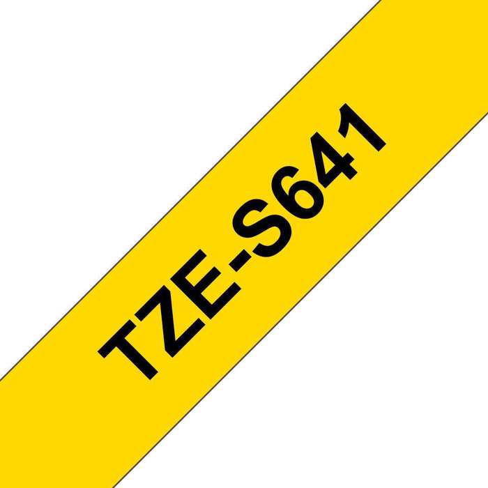 Brother TZe-S641 Cinta laminada súper adhesiva 18mm Amarillo/Negro Brother TZe-S641 Cinta laminada súper adhesiva 18mm Amarillo/Negro
