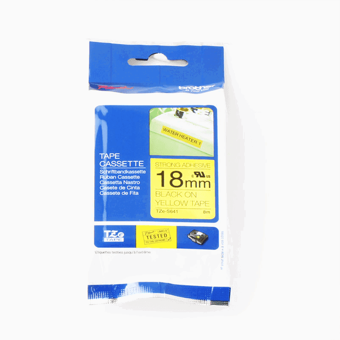 Brother TZe-S641 Cinta laminada súper adhesiva 18mm Amarillo/Negro