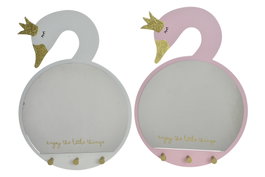 DKD Home Decor Espejo de Madera con Perchero Colección Swan, Pack de 2