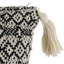 Home Deco Factory Cojín Étnico Mirage 40x40 cm Algodón Poliéster Inspiración Etnica Borlas Blanco y Negro