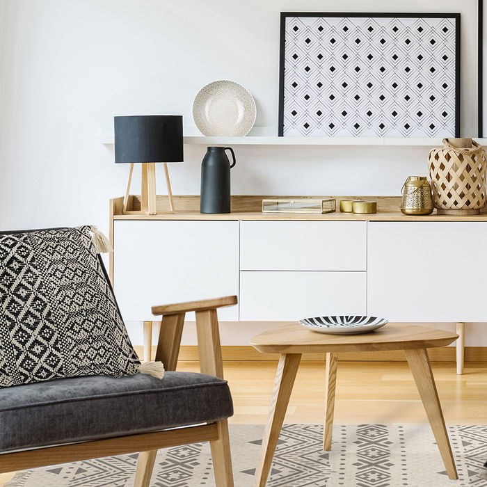 Home Deco Factory Cojín Étnico Mirage 40x40 cm Algodón Poliéster Inspiración Etnica Borlas Blanco y Negro