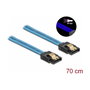 DeLOCK Cable SATA III 6 Gb/s con efecto de brillo UV azul, 70 cm