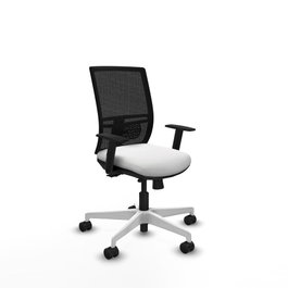 PIQUERAS Y CRESPO Silla de oficina Yunquera con mecanismo Sincro/Traslack, Tela Blanca y Malla Negra