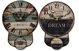 DKD Home Decor Reloj de Pared con Péndulo Surtido Beige y Negro en MDF y Hierro