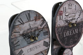 DKD Home Decor Reloj de Pared Cottage Beige Negro 14 x 19 x 5 cm