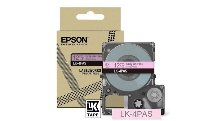 Epson LK-4PAS Cinta de etiquetas Gris/Rosa 12mm