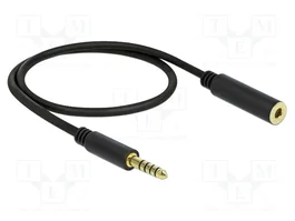 DeLOCK 85795 Cable de extensión de audio 4,4 mm 5 pines, 0,5 m, Negro
