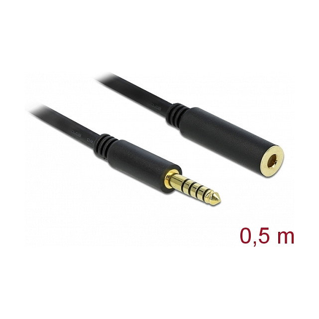 DeLOCK Cable de extensión de audio 4,4 mm 5 Pin macho a hembra 0,5 m negro