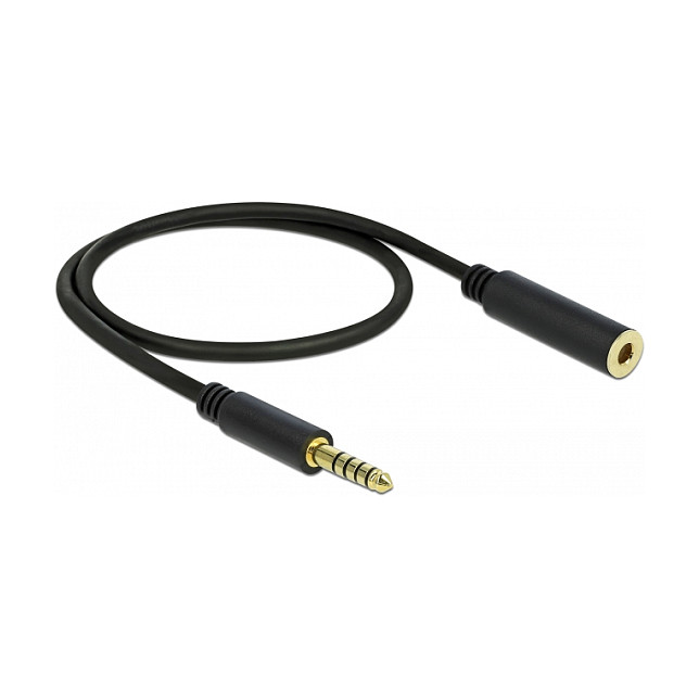DeLOCK 85795 Cable de extensión de audio 4,4 mm 5 pines, 0,5 m, Negro