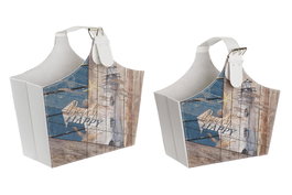 DKD Home Decor Revistero Mediterraneo Multicolor PU y Carton Set de 2 (2 Unidades) 18 x 41 x 40 cm