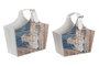 DKD Home Decor Revistero Mediterraneo Multicolor PU y Carton Set de 2 (2 Unidades) 18 x 41 x 40 cm