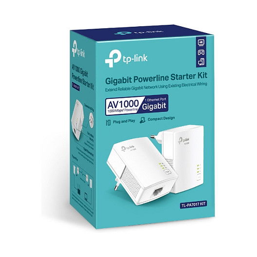 TP-Link Powerline PA7019 Kit Adaptadores PLC AV1000 con Puerto Gigabit Ethernet, Blanco