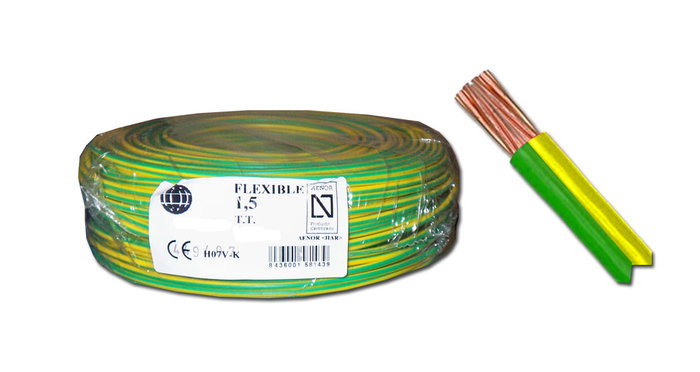 Cable Eléctrico Flexible 6,0 mm de 100 mt Amar/Verd TT=52060,9 Cable Eléctrico Flexible 6,0 mm de 100 mt Amar/Verd TT=52060,9