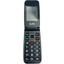 Qubo Teléfono Móvil NeonW-BK para Personas Mayores, 4G, Plegable, Pantalla 2.4", Botón SOS, Radio FM, Dual SIM, Cámara 0.3MP, Negro