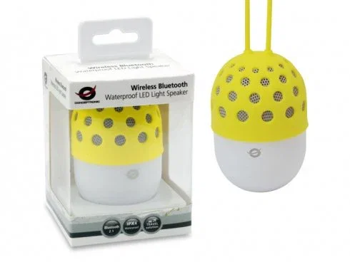 Conceptronic CSPKBTWPHLY Altavoz Portátil Bluetooth con Luz LED, Amarillo y Blanco