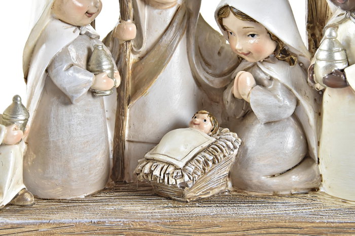 DKD Home Decor Nacimiento de Resina Marrón y Beige 17x7x15,5 cm