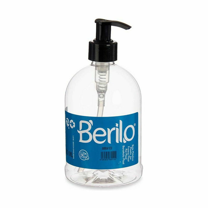 Dispensador de Jabón Berilo Negro Transparente Plástico 500 ml 8 x 16,5 x 8 cm (12 Unidades)