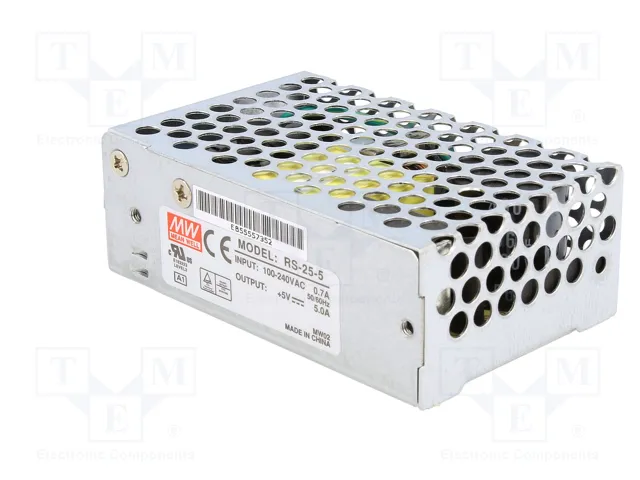 MEAN WELL RS-25 Fuente de alimentación de 25W 5VDC 5A MEAN WELL RS-25 Fuente de alimentación de 25W 5VDC 5A