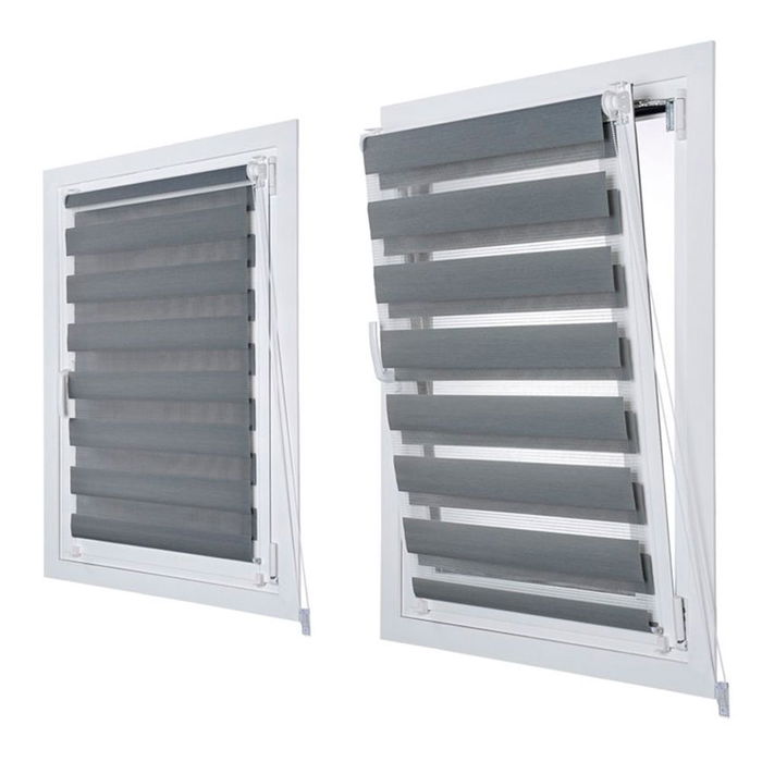 Cintacor - Stor Planet Estor enrollable Clip & Fix Noche y Día Plata 150 x 180 cm Cintacor - Stor Planet Estor enrollable Clip & Fix Noche y Día Plata 150 x 180 cm