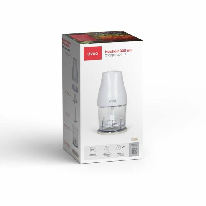 Livoo Picadora de 300 ml en Blanco con Función Turbo