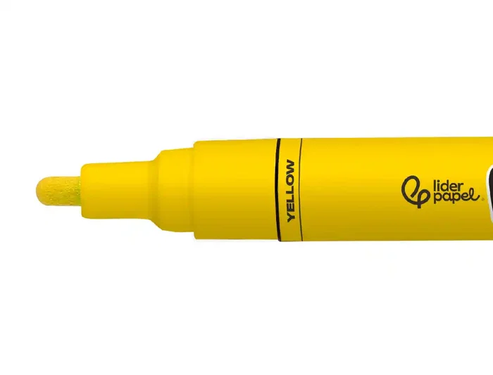 Liderpapel Rotulador Acrylic Base Agua Todo Tipo de Superficie Punta Redonda 3 mm Amarillo