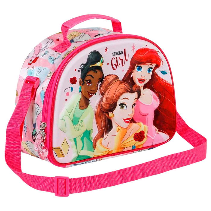 Karactermania Bolsa Portameriendas 3D Strong Princesas Disney Infantil Compartimento Único Cremallera Asa Superior Correa Hombro Regulable 25x20x10cm