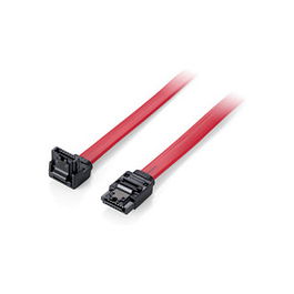 EQUIP 111902 Cable SATA 6Gbps 0.50m acodado con clip metálico Rojo