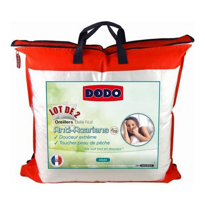 Dodo Set de 2 almohadas antiácaros Belle Nuit 60x60 cm blanco