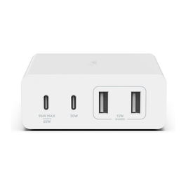 Belkin Cargador GaN 108W 4 Puertos (2 USB-C, 2 USB-A) Blanco con Cable de 2m